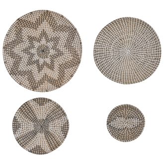 Beliani Beliani - Decoraci&oacute;n De Pared De Algas Marinas Natural 4 Piezas Colgantes Hecho A Mano Estilo Africano Laocai