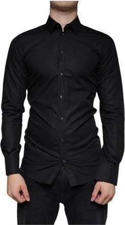 Dolce & Gabbana Heren, Overhemden, Zwart, Maat: S Katoen
