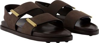 Tod's Womens Calfskin Leather With Gold-Tone Detailing Sandals Brown
