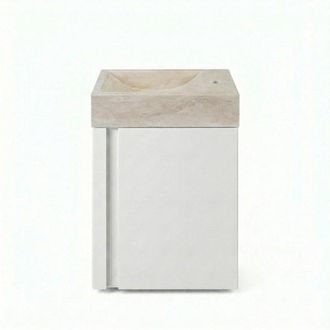 Saniclass Chaci Toiletmeubelset - 40x65cm - 1 deur - 1 kraangat - rechts - fontein travertine - mat wit