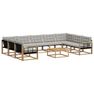 vidaXL Conjunto De Sof&aacute;s De Exterior 10 Uds. Blanco Y Gris Claro Vidaxl