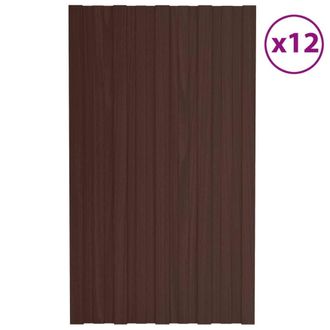 Berkfield Home Roof Panels 12 pcs Galvanised Steel Brown 80x45 cm