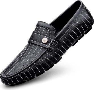 Generic Mens Classic Casual Penny Loafers Moccasins Fashion Slip-On Driving Boat Shoes for Male (Black,8.5)