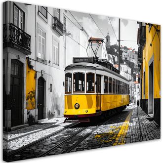 Feeby Impresi&oacute;n De Imagen, Tranv&iacute;a Amarillo En Las Calles De Lisboa, 100x70