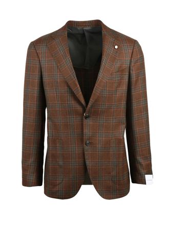 Lubiam Rounded Virgin Wool Jacket with Distinctive Plaid Pattern