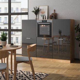 Vicco Bloque De Cocina R-line, Antracita Brillo Intenso/roble Dorado El&eacute;ctrico, 180 Cm Sin Encimera