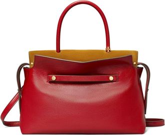 Tory Burch Mercer Satchel met Textuur - Dames - Handtassen - Rood - ONE Size - Leer - Tassen