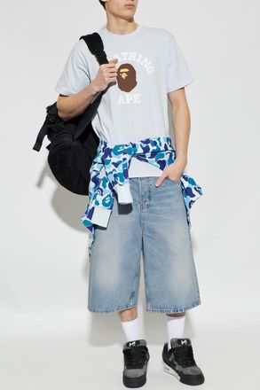 A Bathing Ape T-shirt With Logo, Mens, Light Blue