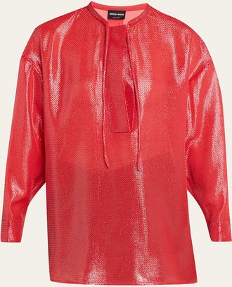 Giorgio Armani Oversized Shiny Silk-Blend Tunic