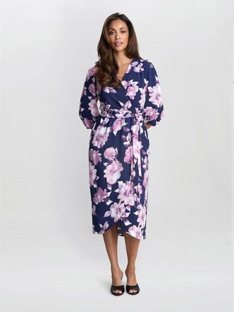 Gina Bacconi Womens Keeley Floral Print Dress - Navy - Size 10 UK