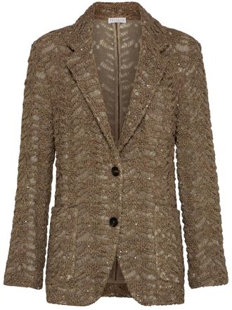 Brunello Cucinelli Blazer met kanten applicatie - Bruin