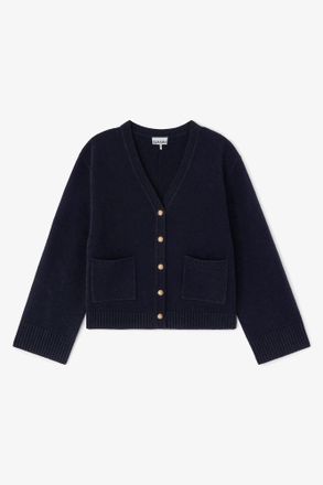 Ganni Navy Classic Wool Cardigan - Size XXS