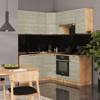 Vicco Cocina Esquinera Fame-line, Panel De Roble/roble Goldkraft, 160 X 190 Cm, Et Antracita