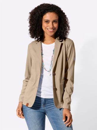 Casual Looks Jackenblazer CASUAL LOOKS Blazer, Damen, Gr. 36, beige, 76% Polyester, 20% Viskose, 4% Elasthan, Blazer Jackenblazer
