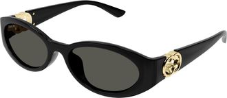 Gucci Grey Oval Ladies Sunglasses GG1662SA 001 56