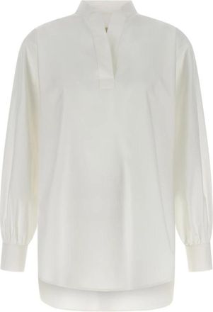 Valentino Garavani Geborduurde Katoenen Popeline Blouse - Dames - Blouses - Wit - S - Katoen - Overhemden