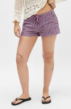 BDG Stripe Linen Shorts in Purple Stripe at Nordstrom, Size X-Large