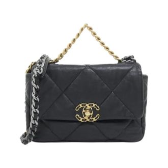 Chanel Pre-owned 19 Lamslederen Schoudertas - Dames - Pre-owned - Zwart - Maat: ONE Size Leer