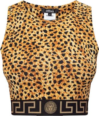 Versace Medusa-motif leopard-print top - Brown