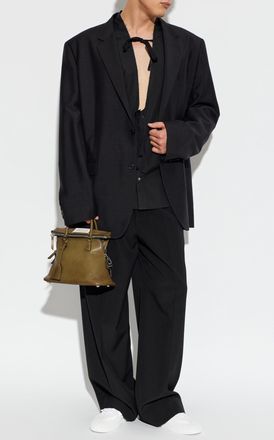 Maison Margiela Shirt With Decorative Tie, Mens, Black