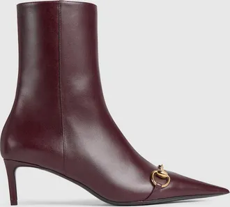 Gucci Womens Donna Bootie, Bordeaux, Leather