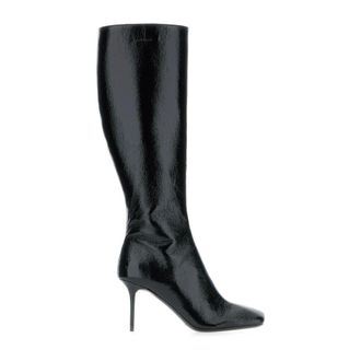 Courr&egrave;ges Heeled Boots, female, Black, Size: 10 US Square Toe Vinyl Boots