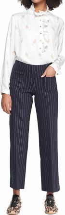 Vilagallo Straight Trouser Pant In Navy Pinstripe