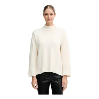 DKNY Dkny, Truien & Vesten, Dames, Beige, L, Trui met opstaande kraag van ribbelstof