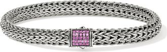 John Hardy Icon Bracelet, Sterling Silver, Pav&eacute;, 6.5mm in Pink Sapphire at Nordstrom, Size Medium