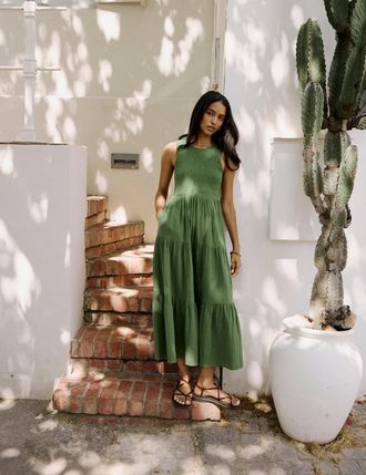 Nobody's Child Green Sleeveless Charlie Midi Dress
