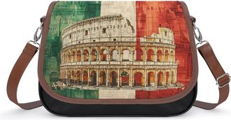 Generic Italian Flag Italy Womens Crossbody Handbags Leather Satchel Bag Trendy Purses Ladies Shoulder Bags