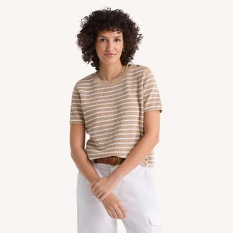 Nautica Womens Striped Short-Sleeve Sweater T-Shirt
