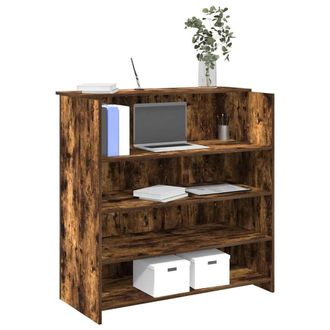 Berkfield Home Reception Desk Smoked Oak 100x50x103.5 cm Engineered Wood in Brown