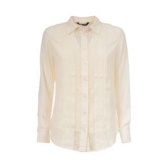 Ralph Lauren Overhemden, Dames, Wit, M, Polyester, Polyester Blouse met Geborduurd Detail