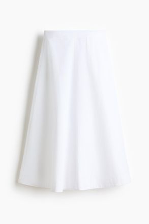 H&M Midijupe aus Baumwolltwill - White