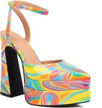 Generic Womens Platform High Heels, Leopard Pattern Pointed Toe Sandals, 15cm Block Heel with 5cm Waterproof Platform (colorful, Adult, Women, 7.5, Numeric, U