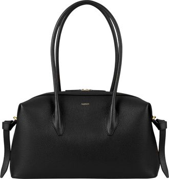 Yuzefi Structured Black Duffle Bag with Gold-tone Hardware