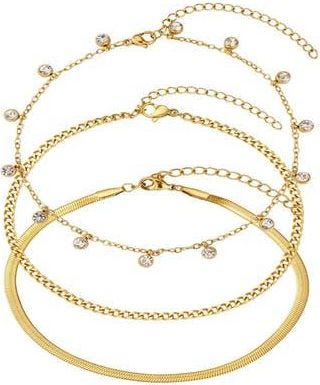 Adornia Set of 3 18K Gold Plated Assorted Anklets at Nordstrom Rack