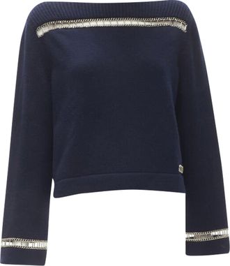 Chanel cashmere chain trim boat neck sweater