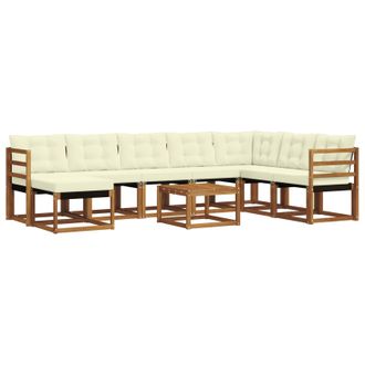 vidaXL Conjunto De Sof&aacute;s De Exterior Con Coj&iacute;n 9 Pcs Natural Y Crema Vidaxl