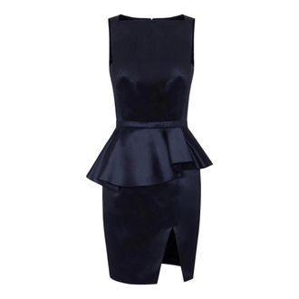 Elisabetta Franchi Mini-jurk van gazar-stof met ruche - Dames - Jurken - Blauw - Maat: L Zijde