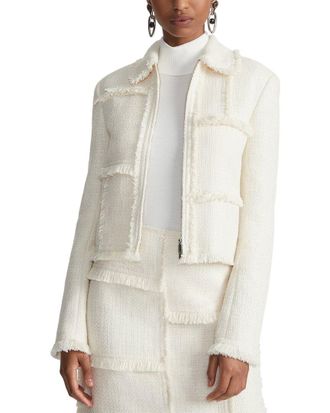 Lafayette 148 New York Fringed Patchwork Cropped Jacket