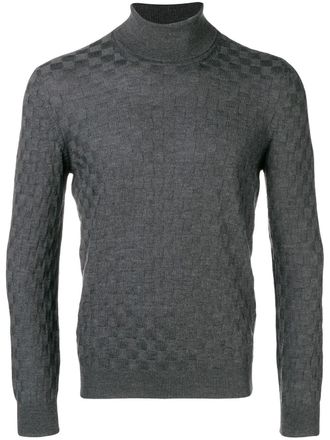 Tagliatore checkerboard knit sweater - Grey