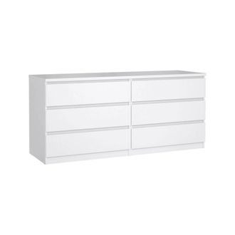 Dmora Cassettiera A Sei Cassetti, Colore Bianco Lucido, Cm 153 X 70 X 50, Con Imballo Rinforzato - Dmora