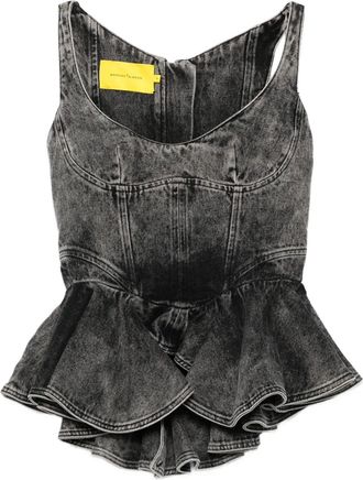 Marques Almeida Top denim asimmetrico - Nero