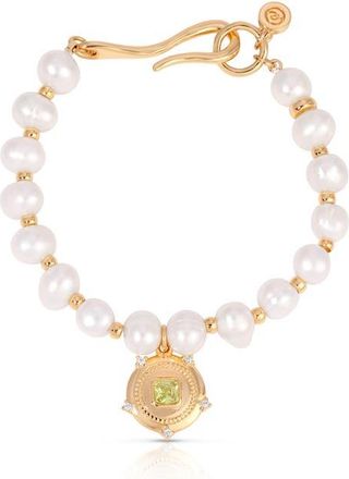 Ettika Eternal Gleam Freshwater Pearl Bracelet in Peridot at Nordstrom