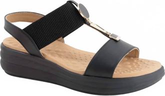 Andrea Womens Wedge Ankle Strap Sandals In Black