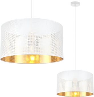 OEM L&aacute;mpara Colgante Asti Blanca 1 Pantalla Plana Dorada Blanca 35cm