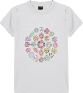 Balenciaga Tops, Dames, Wit, XS, Katoen, Fitted T-Shirt