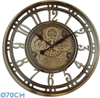 Fabrilamp Fabrilamp - Reloj De Pared Mesina Bronce 70x70x8 Cm Engranajes Con Movimiento